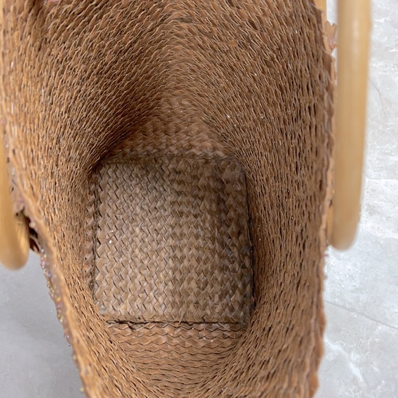 Bucket bag beach tote casual boho bamboo handles - Picture 2 of 3